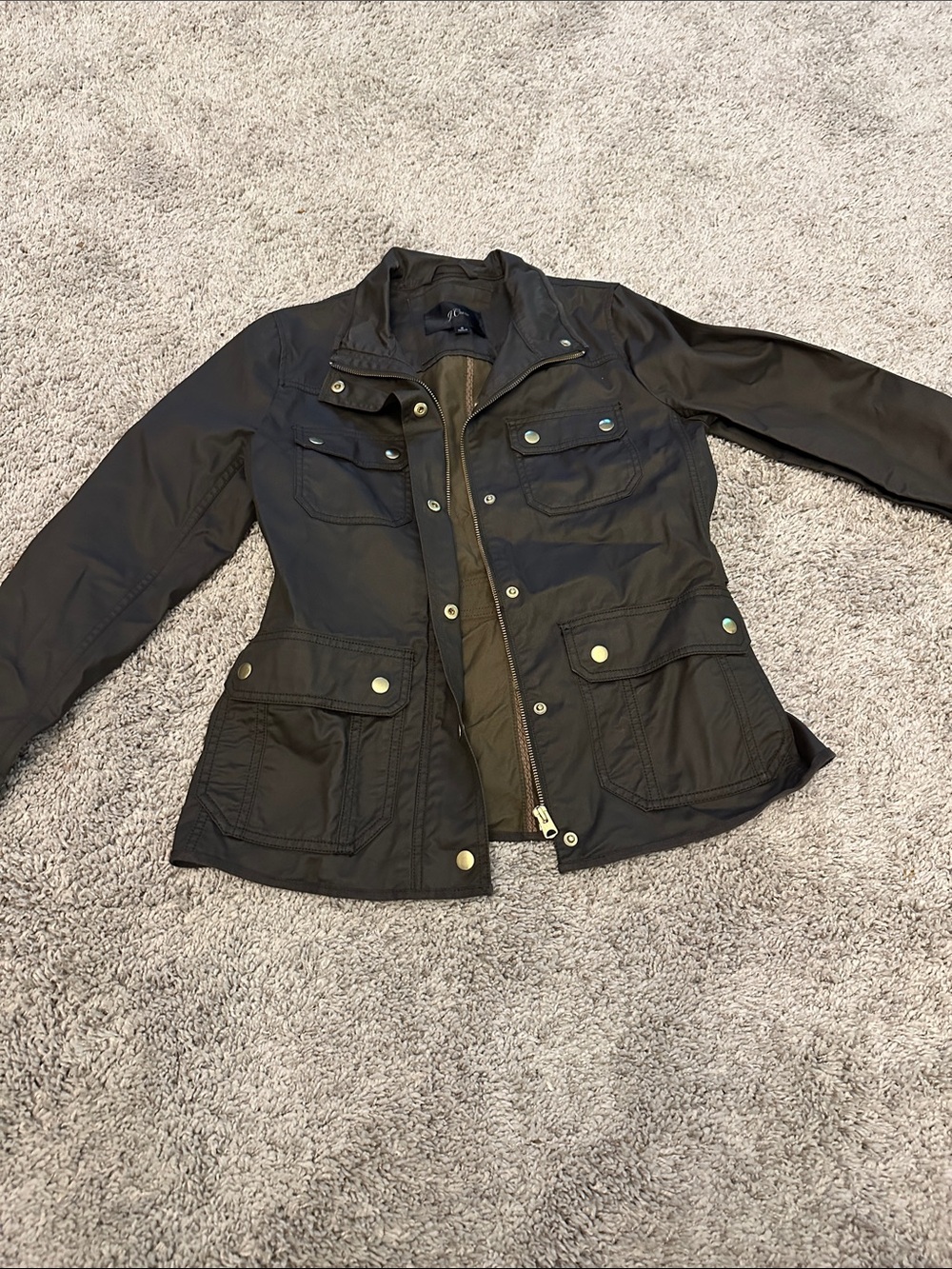 J. Crew Olive Green Utility Jacket with Front Pockets